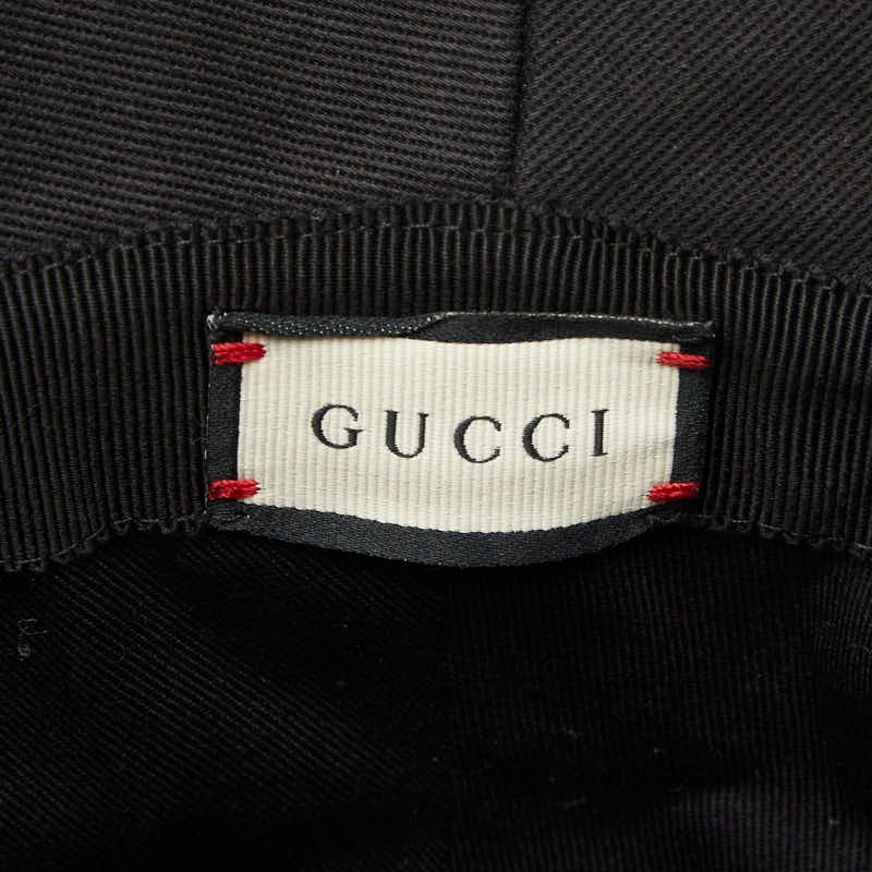 Gucci Logo Label Bucket Hat S 57 Black Red Cotton — view 5