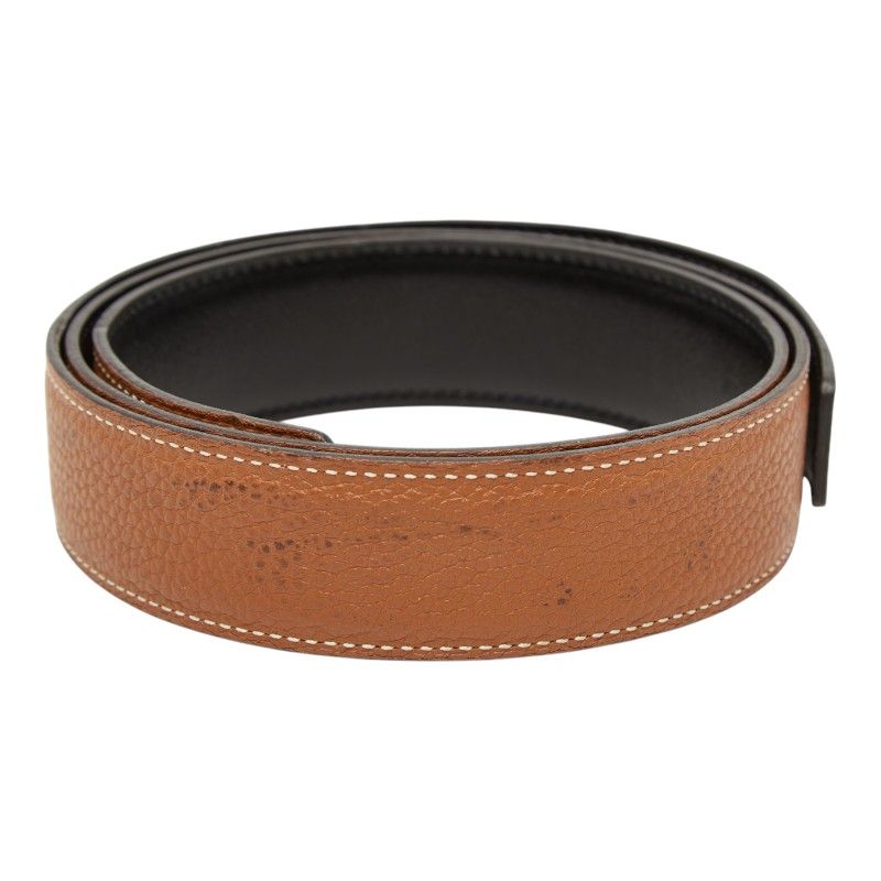 Hermes Belt 85 Buckle Brown Black Togo Box Calf — view 3