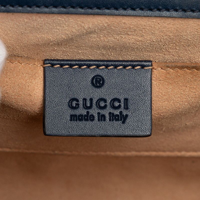 Gucci Guccissima Padlock Small Chain Shoulder Bag Navy Leather — view 6