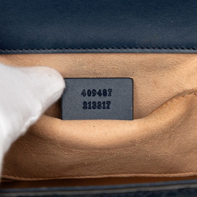 Gucci Guccissima Padlock Small Chain Shoulder Bag Navy Leather — view 7