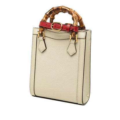Gucci Bamboo Diana Mini Tote 2-Way Shoulder Bag Ivory White Leather — view 2