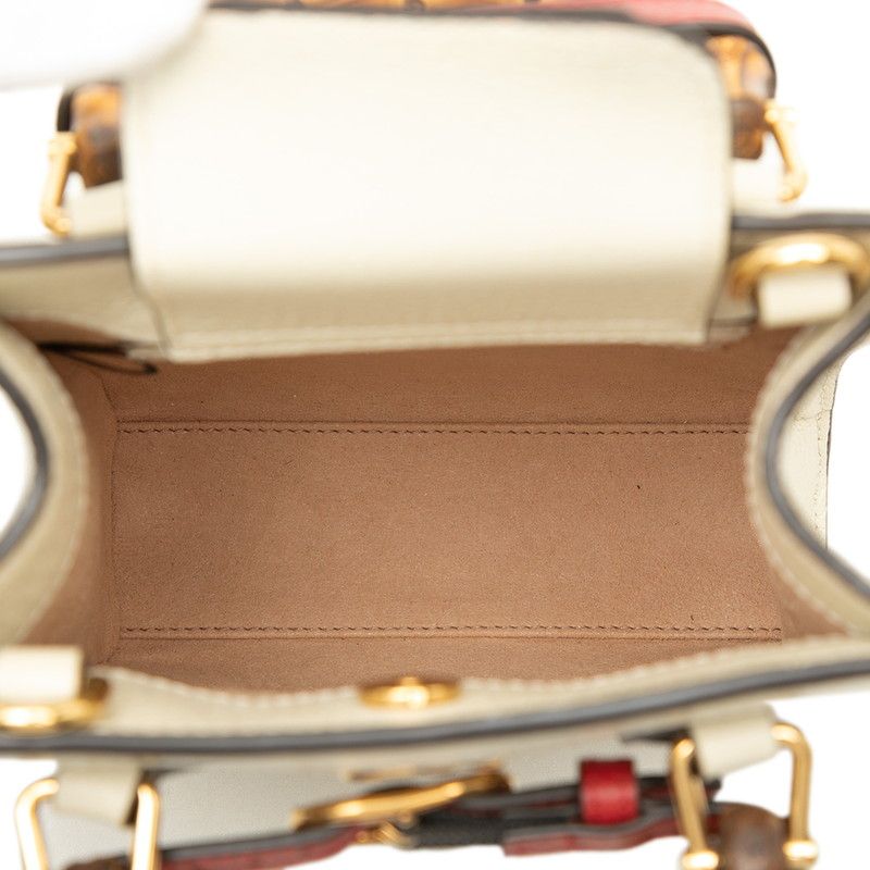 Gucci Bamboo Diana Mini Tote 2-Way Shoulder Bag Ivory White Leather — view 4