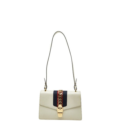 Gucci Sherry Line Sylvie Shoulder Bag White Leather