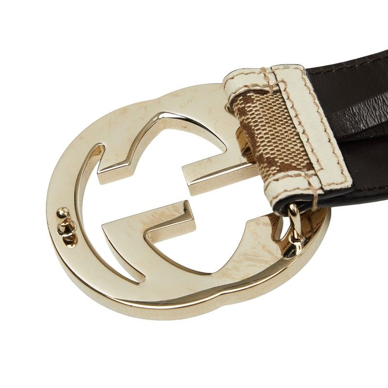 Gucci Interlocking GG Canvas Belt 85 34 Beige White — view 5