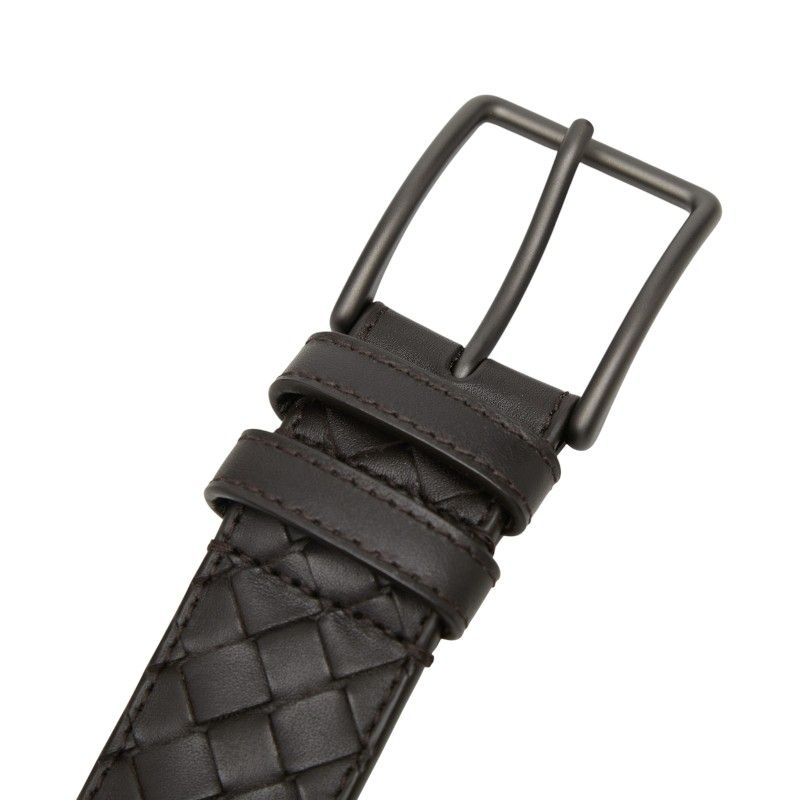 Bottega Veneta Intrecciato Belt 85 Dark Brown Leather — view 4