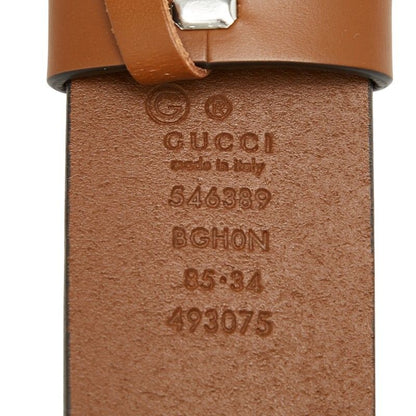 Gucci Interlocking Belt 85 34 GG Buckle Brown Leather — view 8