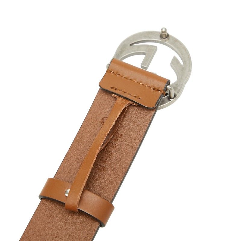 Gucci Interlocking Belt 85 34 GG Buckle Brown Leather — view 4
