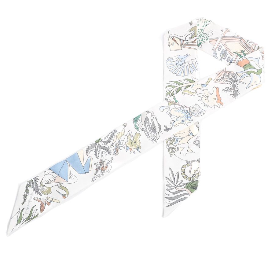 Hermes Scarf Twilly Scarves White