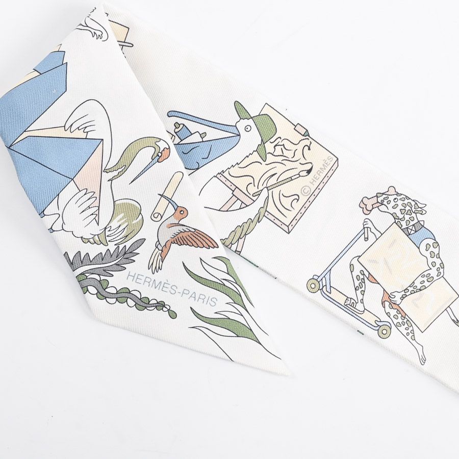 Hermes Scarf Twilly Scarves White — view 4