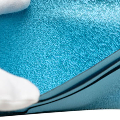 Hermes Evelyne Bifold Wallet Blue Navy Shavel — view 7