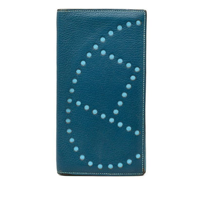 Hermes Evelyne Bifold Wallet Blue Navy Shavel