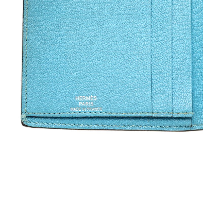 Hermes Evelyne Bifold Wallet Blue Navy Shavel — view 6