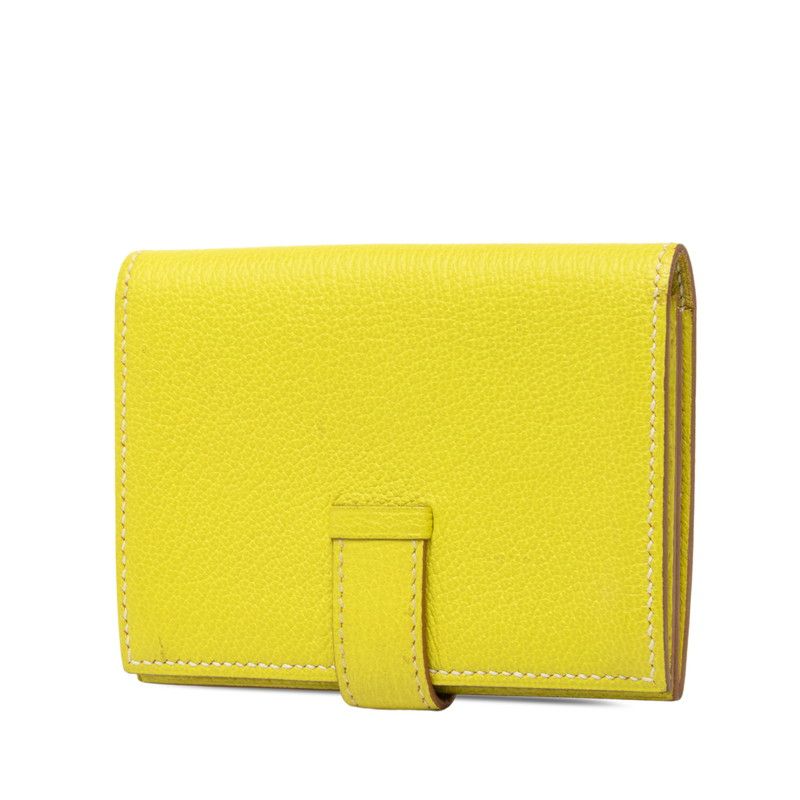 Hermes Bearn Bifold Card Case Yellow Silver Shavel — view 2