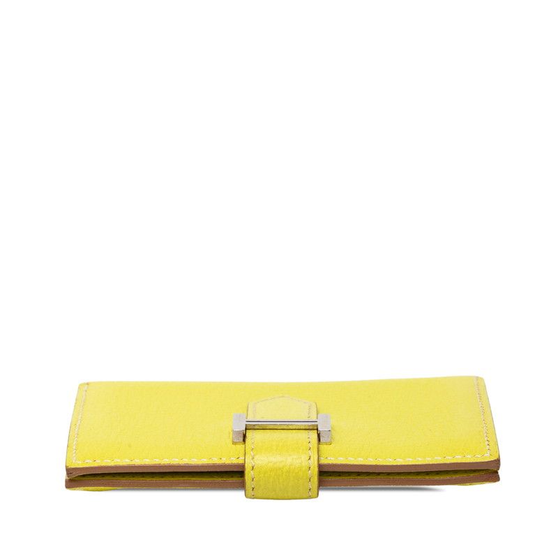 Hermes Bearn Bifold Card Case Yellow Silver Shavel — view 3