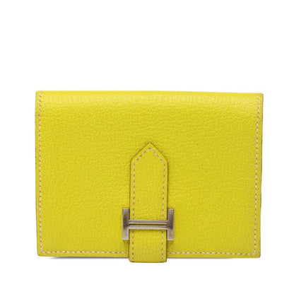 Hermes Bearn Bifold Card Case Yellow Silver Shavel
