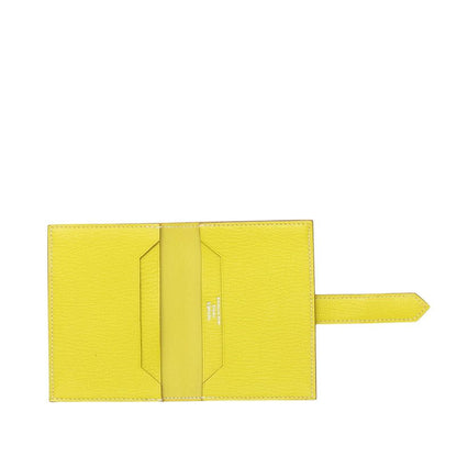Hermes Bearn Bifold Card Case Yellow Silver Shavel — view 4
