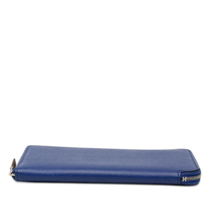 Hermes Azap Long Silk in Zip Around Wallet Blue Veau — view 3