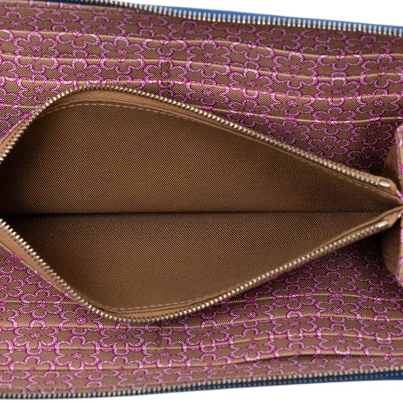 Hermes Azap Long Silk in Zip Around Wallet Blue Veau — view 4