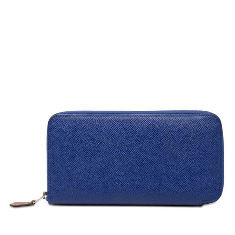 Hermes Azap Long Silk in Zip Around Wallet Blue Veau