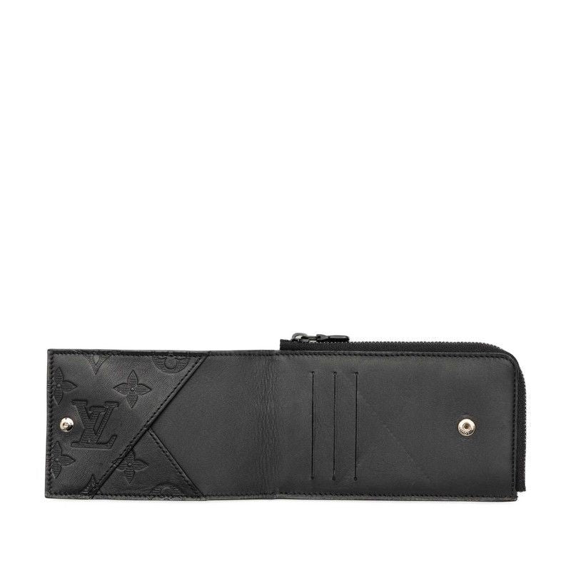 Louis Vuitton Monogram Shadow Hybrid Wallet Bifold Compact Noir Black Leather — view 4