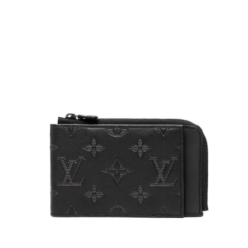 Louis Vuitton Monogram Shadow Hybrid Wallet Bifold Compact Noir Black Leather