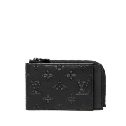Louis Vuitton Monogram Shadow Hybrid Wallet Bifold Compact Noir Black Leather