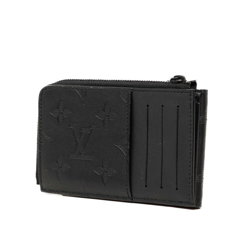 Louis Vuitton Monogram Shadow Hybrid Wallet Bifold Compact Noir Black Leather — view 2