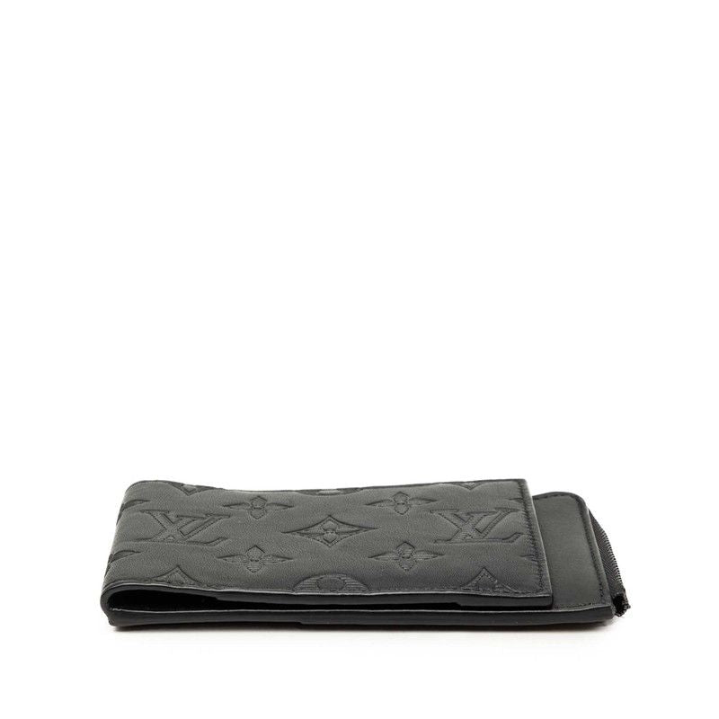 Louis Vuitton Monogram Shadow Hybrid Wallet Bifold Compact Noir Black Leather — view 3