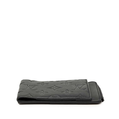 Louis Vuitton Monogram Shadow Hybrid Wallet Bifold Compact Noir Black Leather — view 3