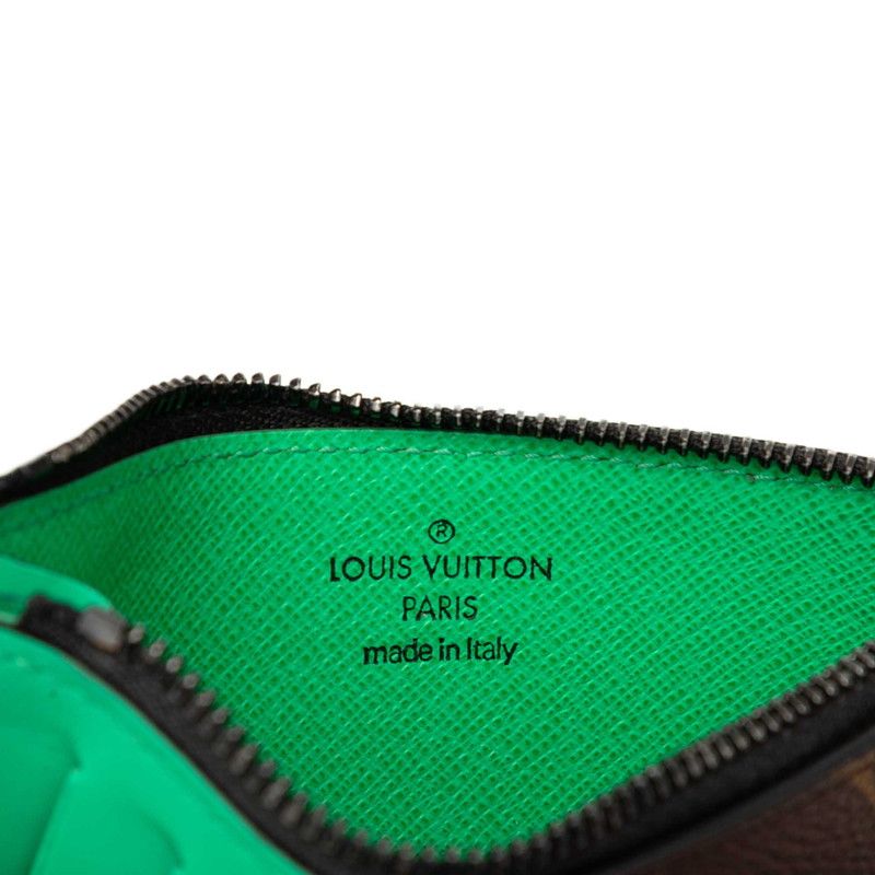 Louis Vuitton Monogram Macassar Coin Card Holder Case Fragment Brown Green — view 5