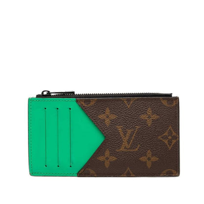 Louis Vuitton Monogram Macassar Coin Card Holder Case Fragment Brown Green