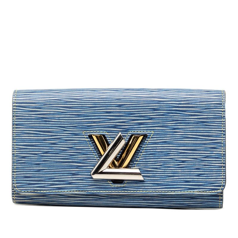 Louis Vuitton Epi Denim Portefeuille Twist Wallet Blue Leather