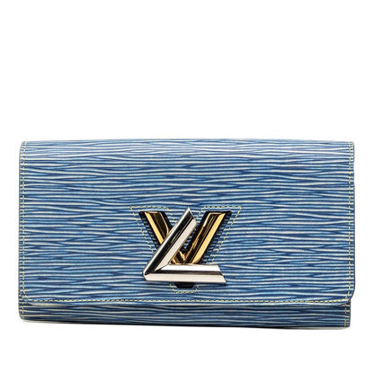 Louis Vuitton Epi Denim Portefeuille Twist Wallet Blue Leather