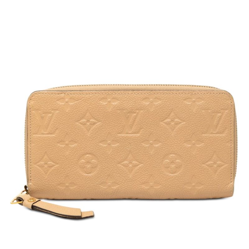Louis Vuitton Monogram Empreinte Zippy Wallet Zip Around Beige Leather