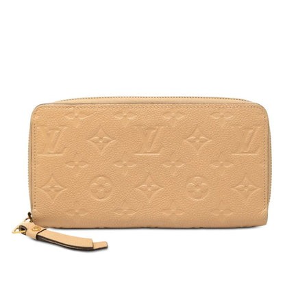 Louis Vuitton Monogram Empreinte Zippy Wallet Zip Around Beige Leather