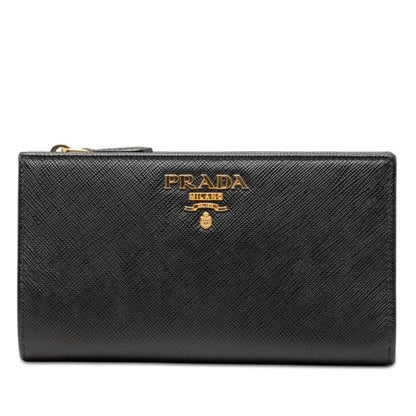 Prada Bifold Wallet Black Pink Saffiano Leather