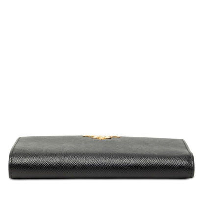 Prada Bifold Wallet Black Pink Saffiano Leather — view 3