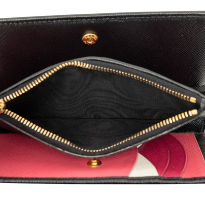 Prada Bifold Wallet Black Pink Saffiano Leather — view 5