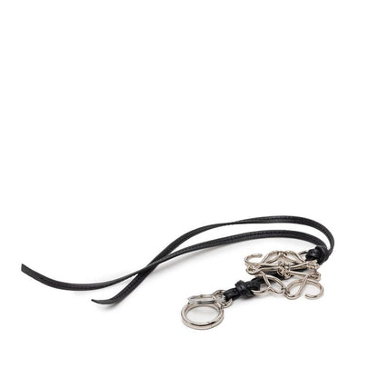 Loewe Anagram Strap Bag Charm Black Silver Leather