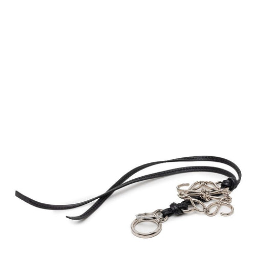 Loewe Anagram Strap Bag Charm Black Silver Leather