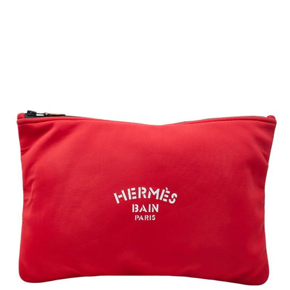 Hermes Neobain GM Pouch Clutch Red White Polyamide Elastane