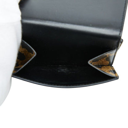Balenciaga Leopard Trifold Wallet Compact Brown Black Leather — view 6