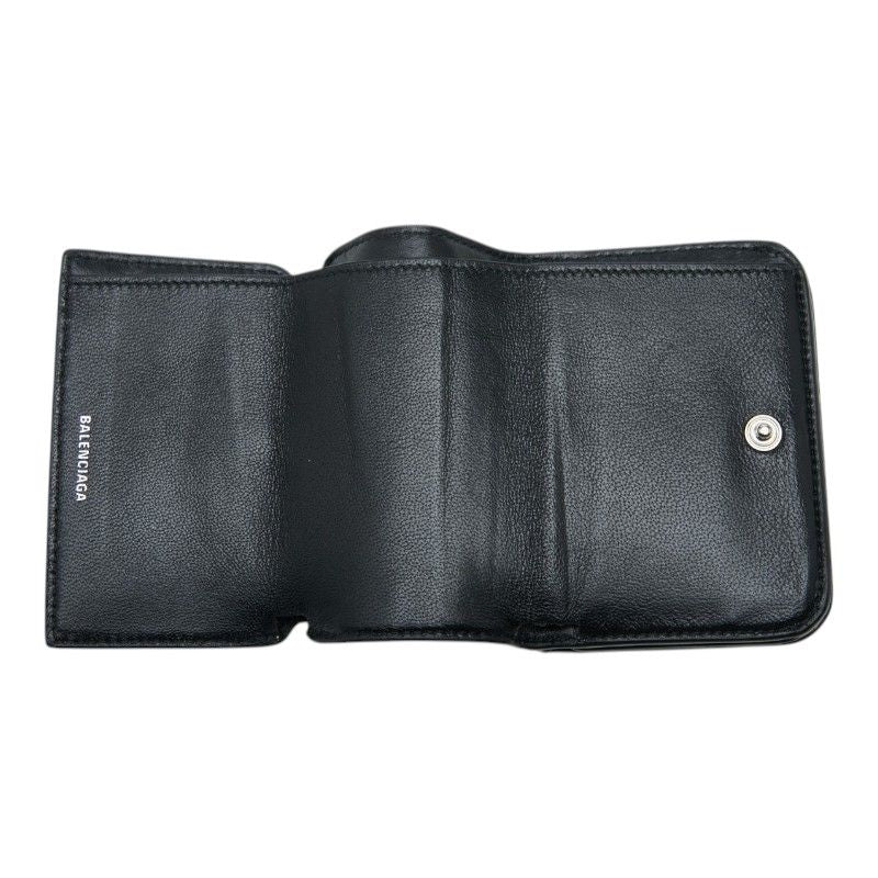 Balenciaga Leopard Trifold Wallet Compact Brown Black Leather — view 8