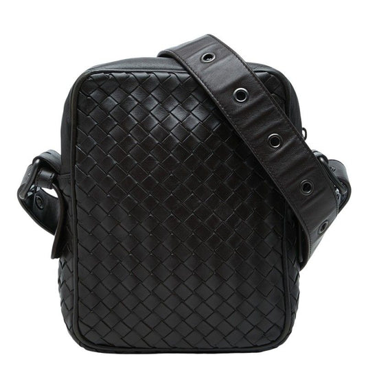 Bottega Veneta Intrecciato Crossbody Shoulder Bag Brown Leather