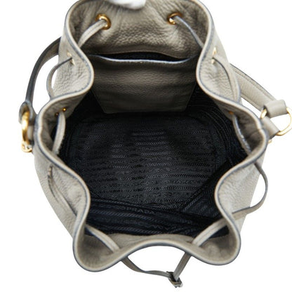 Prada Logo 2-Way Shoulder Bag Gray Leather — view 8