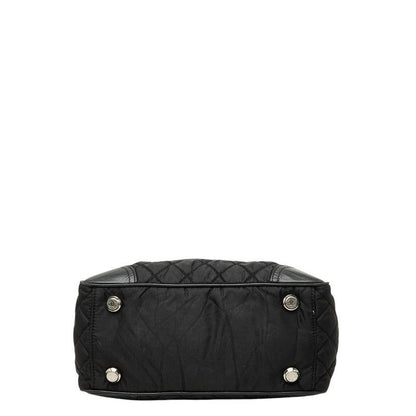 Chanel CC Logo Paris New York Line Tote Shoulder Bag Black Nylon Calf — view 3