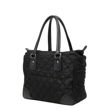 Chanel CC Logo Paris New York Line Tote Shoulder Bag Black Nylon Calf — view 2