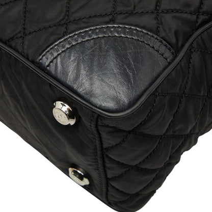Chanel CC Logo Paris New York Line Tote Shoulder Bag Black Nylon Calf — view 6