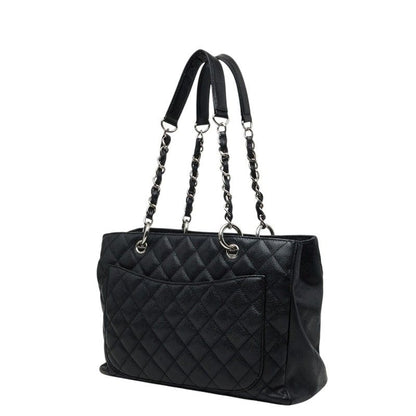 Chanel CC Logo Grand Shopping Tote GST Chain Shoulder Bag Black Caviar Leather — view 2