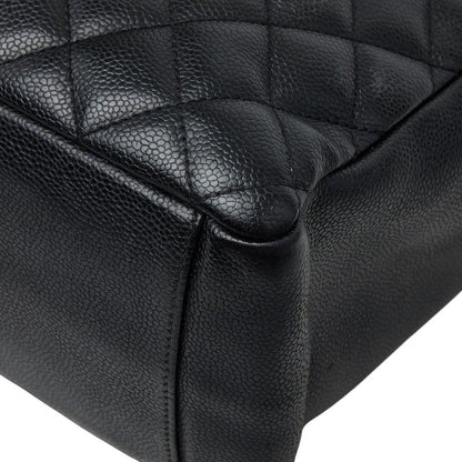 Chanel CC Logo Grand Shopping Tote GST Chain Shoulder Bag Black Caviar Leather — view 4